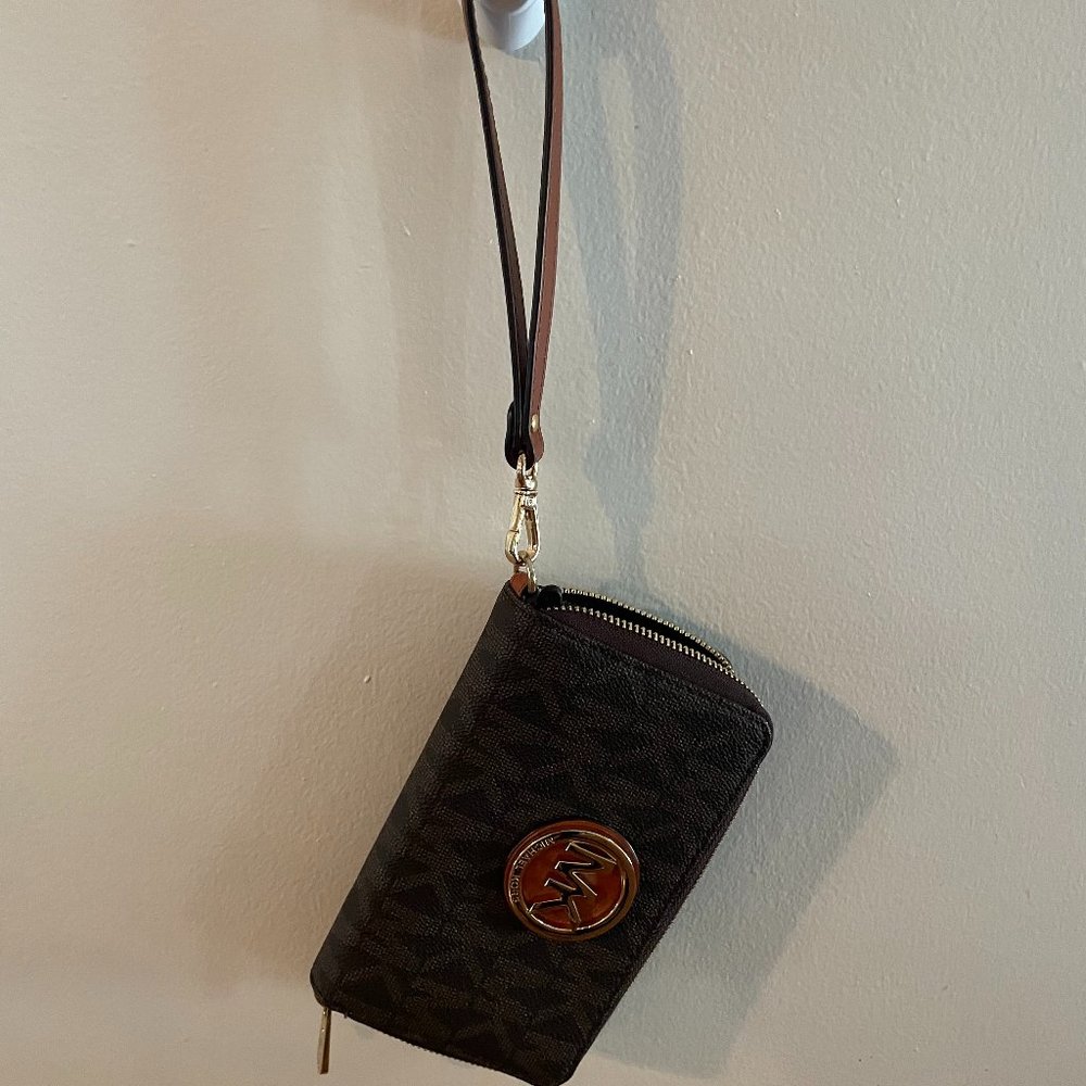Michael Kors Monogram Wallet with Wristlet Strap